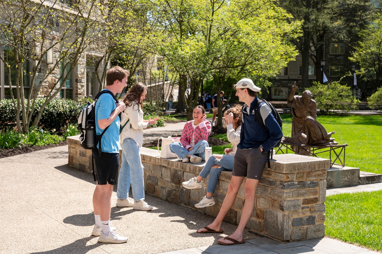  Students talking on campus