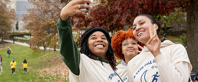 Image of Villanova students talking on campus
