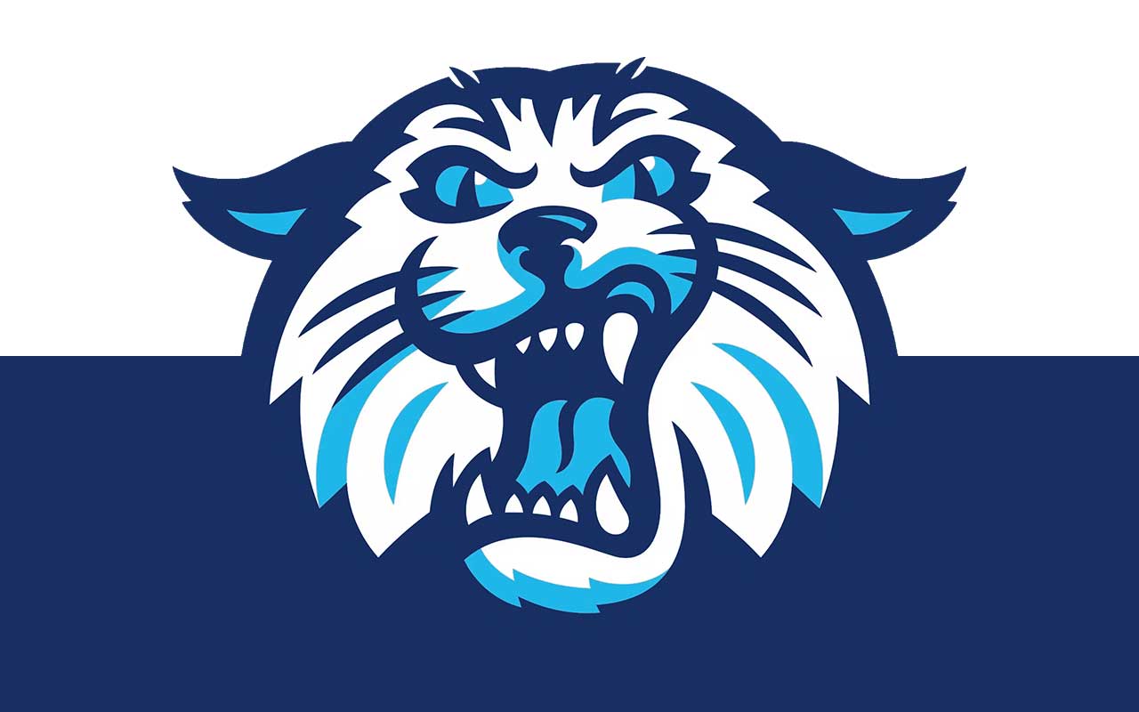A stylized blue-and-white wildcat head logo.